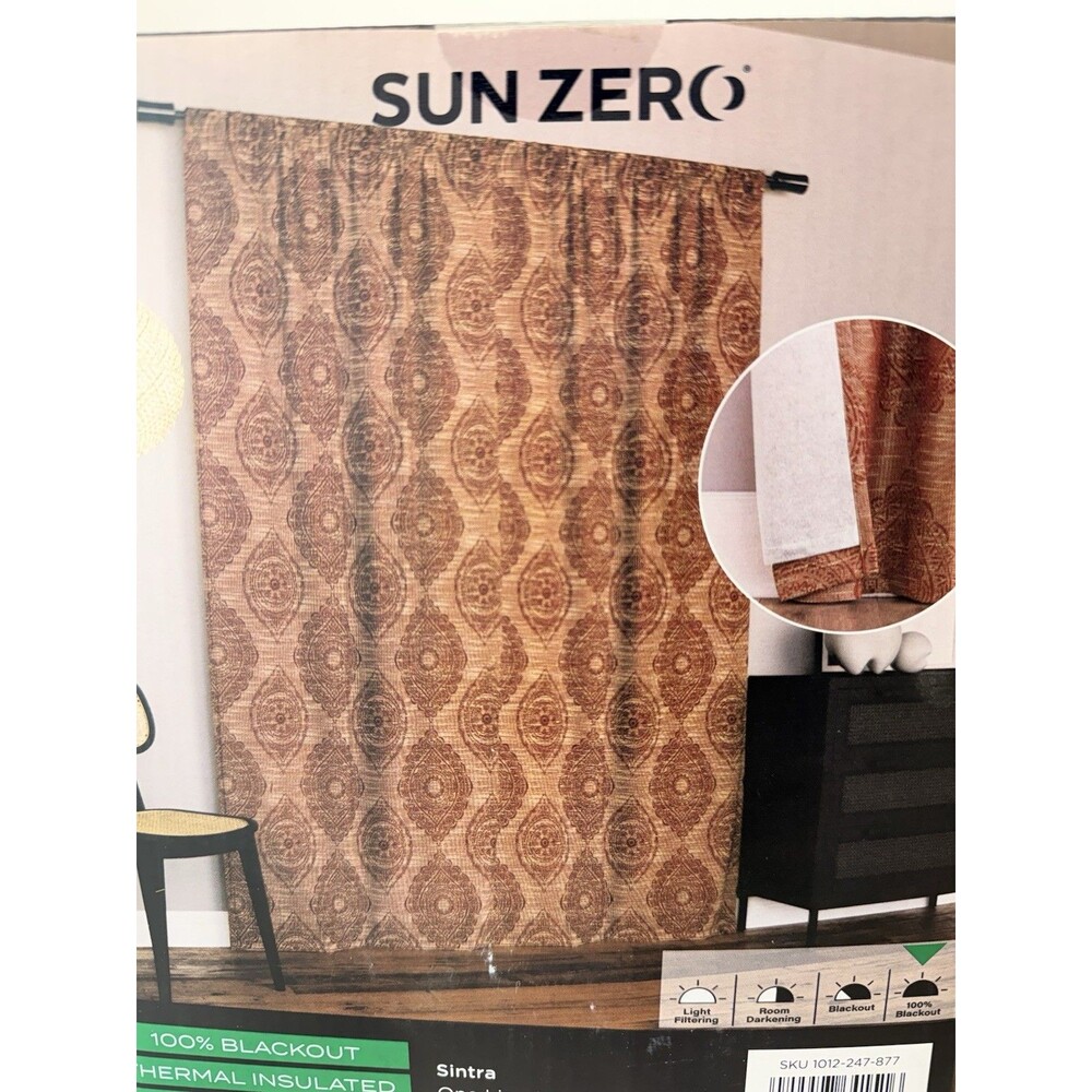 2 PCs Sun Zero Sintra Medallion Russet 40"x84" Polyester 100% Blackout New - Picture 13 of 16